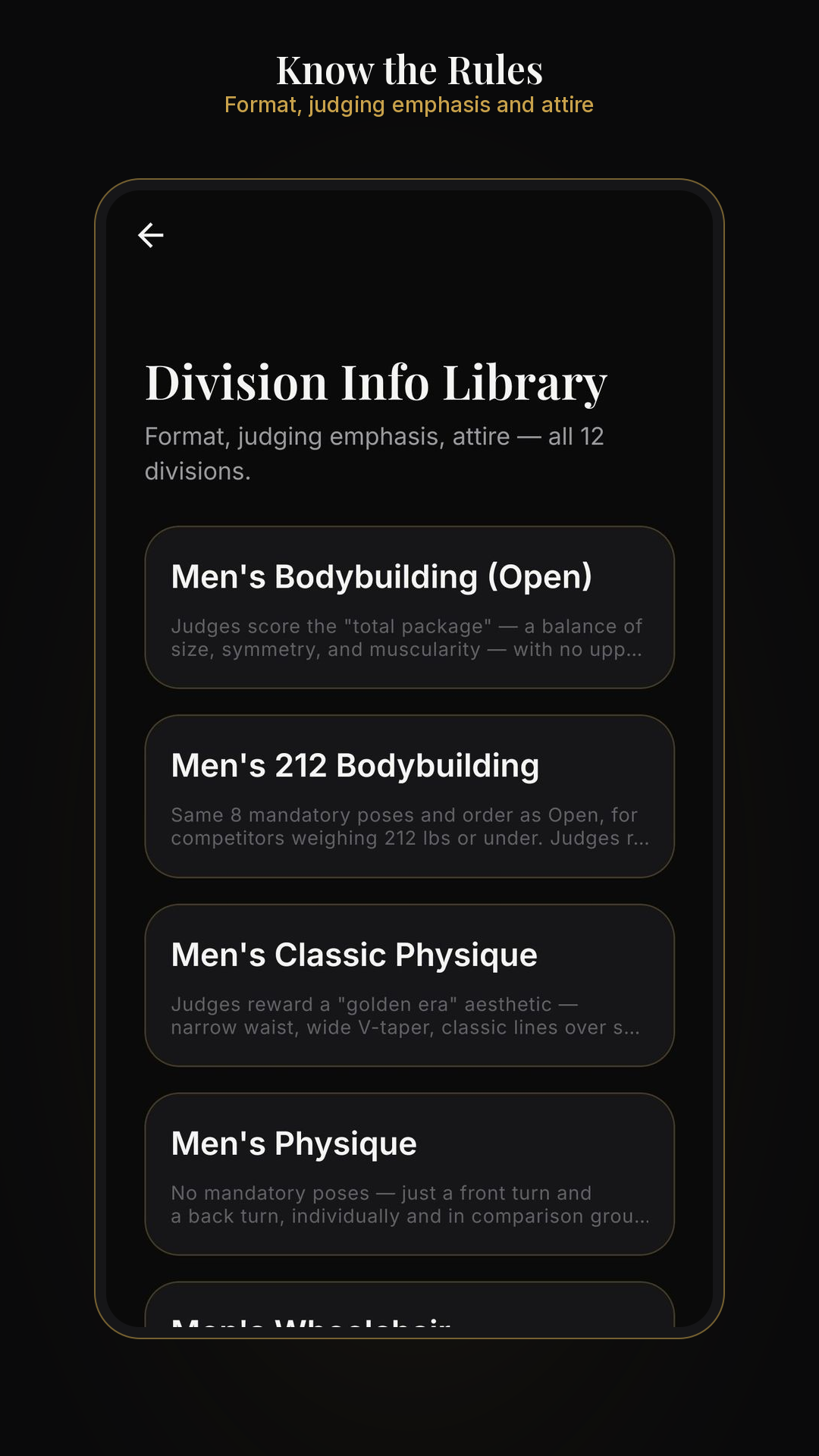 Division rules and judging reference